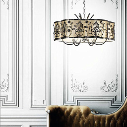 540/6 nickel+Gold lame IDL Margot люстра с шестью плафонами из ткани золотистого оттенка