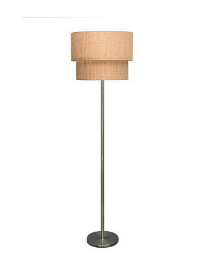 Double Drum Tan Floor Lamp - 18 Inches торшер FOS Lighting Pipe-SS-Double-BrownShade-FL1