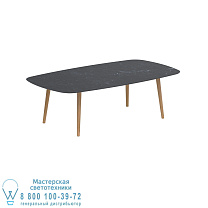 НИЗКИЙ ОБЕДЕННЫЙ СТОЛ STYLETTO 220x120CM НА НОЖКАХ ТИКА КЕРАМИЧЕСКАЯ СТОЛЕШНИЦА NERO MARQUINA Royal Botania