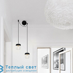 подвесной светильник с тремя сферическими плафонами белый