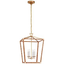Darlana Medium Wrapped Lantern антично-патинированная латунь и натуральный ротанг