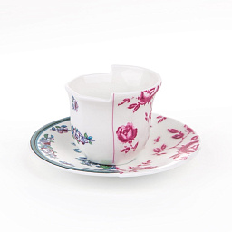 SE09742 Seletti Hybrid фарфоровая чашка с блюдцем с розовым декором