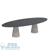 СТОЛ CONIX ELLIPSE 320X140 НОЖКИ БЕТОН ЦЕМЕНТ СЕРЫЙ - СТОЛЕШНИЦА СТОЛА КЕРАМИЧЕСКАЯ NERO MARQUINA Royal Botania