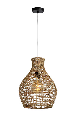 подвесной светильник с плетёным плафоном в форме вытянутой вазы