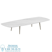 ВЫСОКИЙ СТОЛ STYLETTO 300X120CM, АЛЮМИНИЕВЫЕ НОЖКИ, ПЕСОЧНАЯ КЕРАМИКА, СТОЛ BIANCO STATUARIO Royal Botania