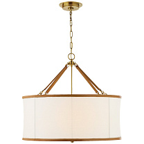 Broomfield Large Hanging Shade натуральная латунь и седельная кожа с льняным абажуром