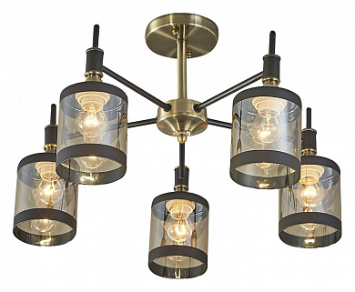 люстра на штанге с пятью плафонами в виде цилиндров