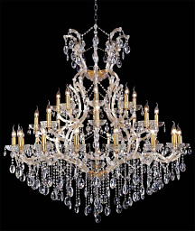 HOLLYWOOD SP16+8+8 GOLD Crystal Lux HOLLYWOOD крупная люстра с множеством рожков и прозрачными подвесками