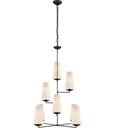 ARN5204AI-L Visual Comfort Fontaine двухъярусная люстра с абажурами на металлических держателях из состаренного железа