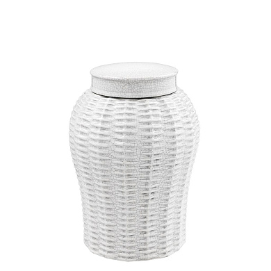 110850 Vase Fort Meyers white ceramic rattan S керамика Eichholtz
