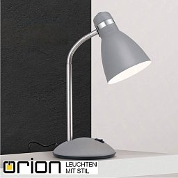 LA 4-1187 grau Orion School настольная лампа с металлическим абажуром на гибкой стойке серого цвета