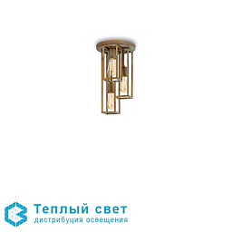 потолочный светильник с каркасом из латуни и вертикальной подвесной рамой