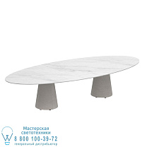 СТОЛ CONIX ELLIPSE 320X140 СМ НИЗКИЕ ОБЕДЕННЫЕ НОЖКИ БЕТОН ЦЕМЕНТ СЕРЫЙ - СТОЛЕШНИЦА КЕРАМИЧЕСКАЯ BIANCO STATUARIO Royal Botania