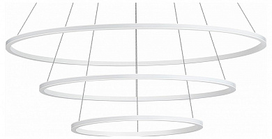 многоуровневая подвесная кольцевая люстра с LED подсветкой белого цвета