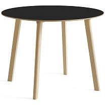 CPH Deux 220 Ø98 см, столешница ламинат, черный (Ink black) / каркас необработанный массив бука