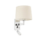 68493-02 ARTIS CHROME WALL LAMP WITH READER BEIGE LAMPSHADE настенный светильник Faro barcelona