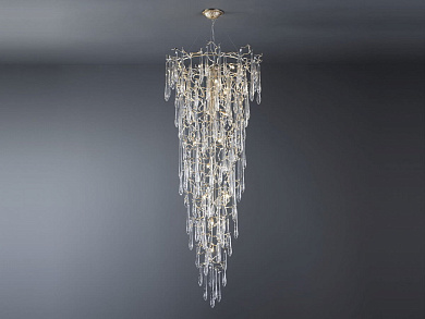 подвесной светильник из бронзы с крупными хрустальными подвесками ручной работы