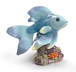 Фарфоровая статуэтка рыбки на камне Pond Dreamer Lladro 01009141