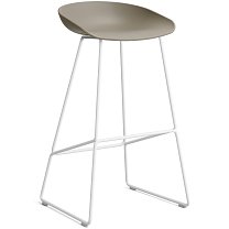 About A Stool AAS 38 High, сиденье H75 см, основание сталь с порошковым покрытием, белое / сиденье полипропилен, хаки