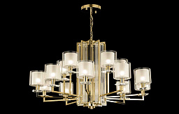 NICOLAS SP-PL10+5 GOLD/WHITE Crystal Lux NICOLAS подвесная люстра с цилиндрическими плафонами на золотистой арматуре
