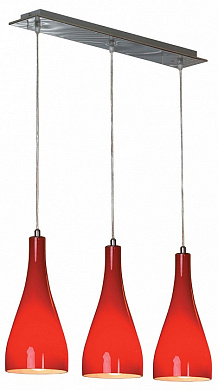 тройной подвесной светильник с тремя плафонами в форме капли из красного стекла