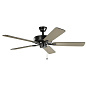52" Basics Pro Fan Satin Black люстра-вентилятор 330018SBK Kichler — фото 1