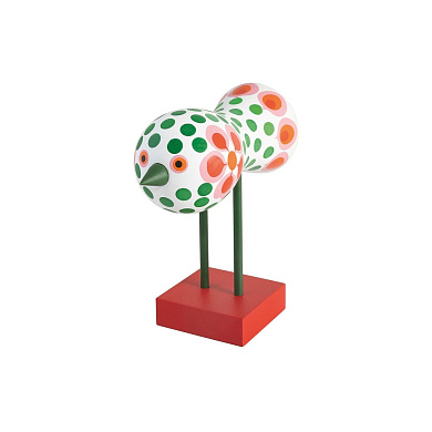 2876-4000 Birds 1967 Design House Stockholm Статуэтка птицы с красной подставкой и пёстрым узором