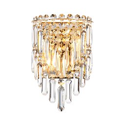 Бра Favourite Diadem 4724-2W — настенное бра на две лампы с хрустальными подвесами на золотом каркасе