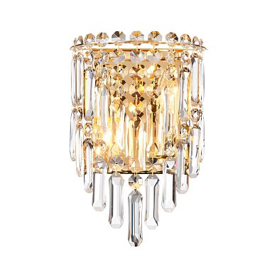 Бра Favourite Diadem 4724-2W — настенное бра на две лампы с хрустальными подвесами на золотом каркасе