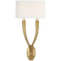 Ruhlmann Double Sconce антично-патинированная латунь с льняным абажуром
