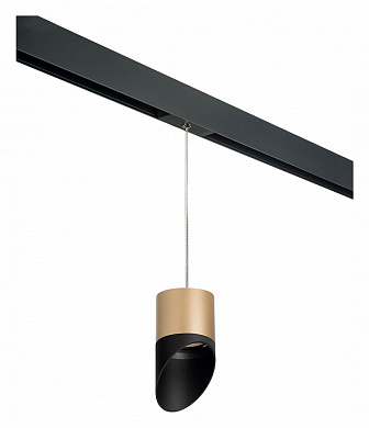 подвесной светильник цилиндрической формы с золотистым акцентом для однофазного шинопровода