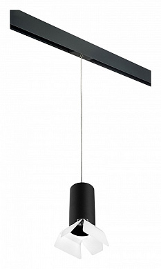 подвесной трековый светильник с коротким цилиндром чёрного цвета для однофазного шинопровода