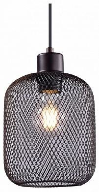 подвесной светильник с сетчатым металлическим плафоном черный
