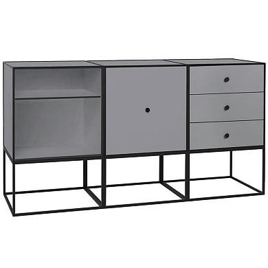 71077-001562 Audo Copenhagen Frame 49 Trio Sideboard With, Dark Grey