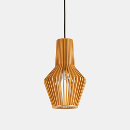 159843 Ideal lux Citrus подвесной светильник из дерева с ребристым абажуром геометрической формы
