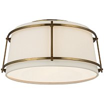 Callaway Small Flush Mount полированная старая латунь с льняным абажуром и матовым акриловым рассеивателем