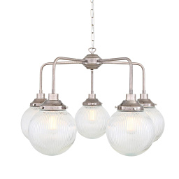 MLF360 Mullan Lighting Genoa подвесная люстра с пятью призматычными стеклянными плафонами