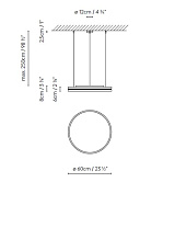 LITE HOLE S60 WHITE; LITE HOLE S60 BLACK LED 17,4W 3416lm 150mA 3000K 73 x 72 x 23 cm; LITE HOLE S60 GOLD CRI≥90 230V DIM PUSH / DALI VOL 0,12 m³; LITE HOLE S60 COPPER