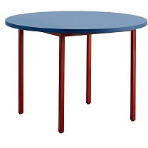 Two-Colour Ø105 см, столешница Valchromat, синяя / каркас сталь, бордовый (maroon red)