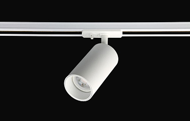 трековый прожектор однофазный белого цвета с поворотной головкой