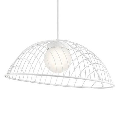 подвесной светильник с куполообразным металлическим плафоном белого цвета