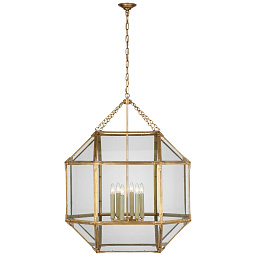 SK5034PN-CG Visual Comfort Morris подвесной фонарный светильник с никелированной рамой и прозрачными стеклянными стенками