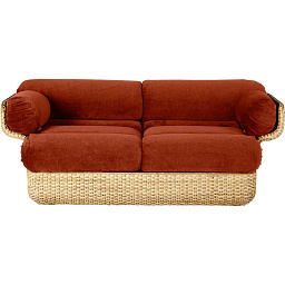 10111620 GUBI Basket Collection диван-корзина двухместный с бархатной обивкой и ротанговым основанием