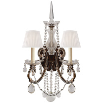 Adrianna Double Sconce античное золото с состаренным хрусталем и шелковыми абажурами