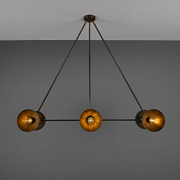 MLF359 Mullan Lighting Eclipse шестиламповая потолочная люстра с латунными штангами и купольными металлическими плафонами