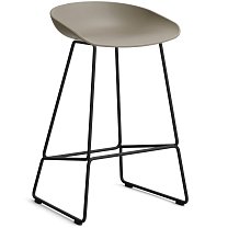 About A Stool AAS 38 Low, сиденье H65 см, основание сталь с порошковым покрытием, черное / сиденье полипропилен, хаки