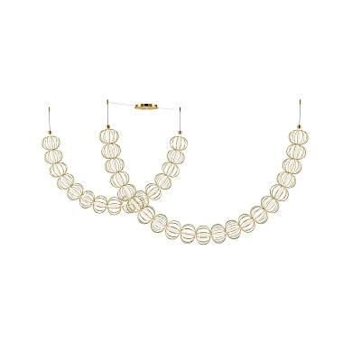 подвесной светильник дугообразной формы с золотистыми кольцами