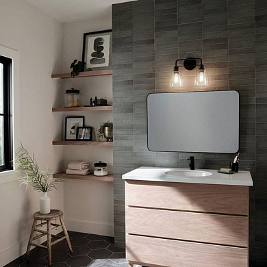 Meller 15" 2 Light Vanity Light with Clear Glass Black настенный светильник 55101BK Kichler