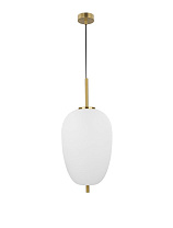 Opal Glass Brass Gold Metal Black Fabric Wire LED E27 1x12 Watt 100-240Volt IP20 Bulb Excluded D: 27 H: 120 cm