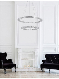 9172518 Nova Luce Celine подвесная люстра с двойным кольцом из металла и акриловой подсветкой